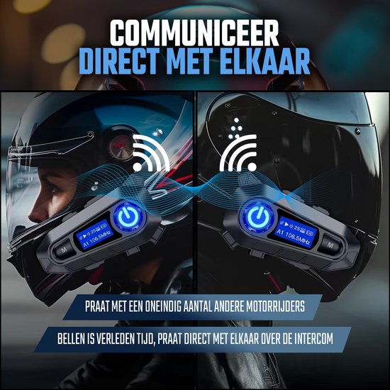 Tech Essentials - R500 - Motorradhelm-Headset - Mit Bluetooth 5.4 - Gegensprechanlage - Radio - Hartes Mikrofon