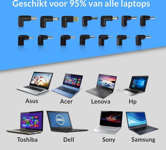 Velociy® - Universal Laptop Adapter - Laptop Ladegerät - Alle Marken - 45W-65W-90W - Asus - Acer - HP - Dell - Lenovo - Samsung - Sony