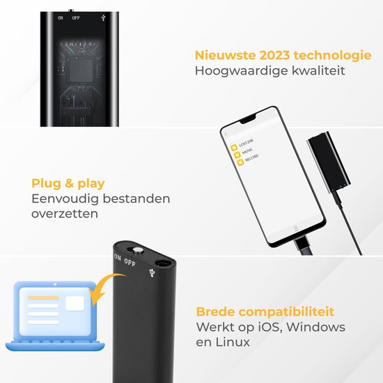 Nuvance - Lauschangriff - Mini-Lauschangriff - Sprachaufzeichnung digital - Spionage-Recorder - Diktiergerät - Lauschangriff Aufnahme