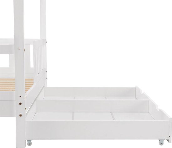Kinderbett Marli - 90 x 200 cm - Weiß - inkl. Bettkästen