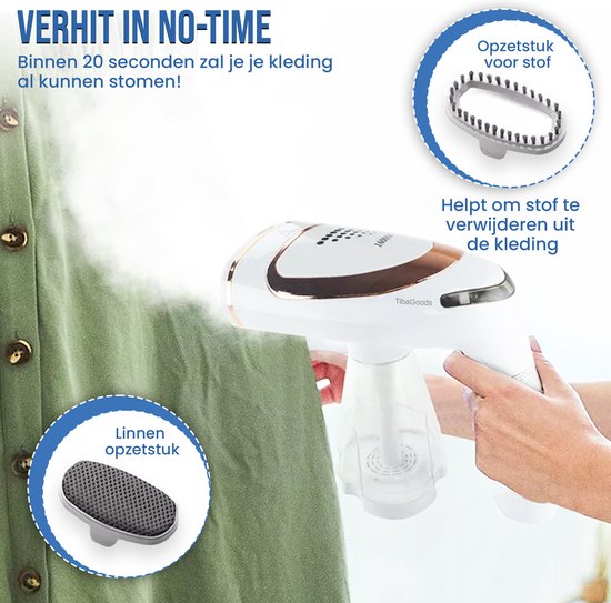 TibaGoods Luxury Clothes Steamer - 1600w - 250ml - Weiß