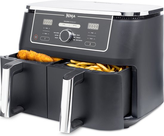 Ninja Doppel-Heißluftfritteuse XXL – 9,5 Liter – Modell 2020 – Dual-Zone-Technologie – AF400EU