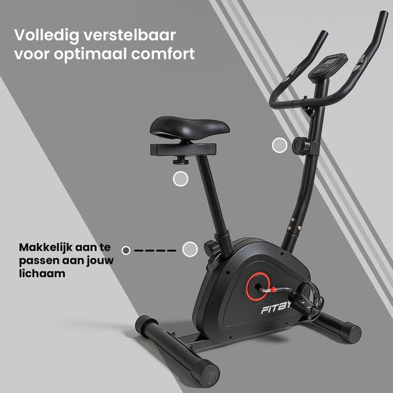 Fitby Heimtrainer - Heimtrainer - Heimtrainer Fitness - 8 Widerstandsstufen - Mit Herzfrequenzfunktion - 100 KG - Schwarz