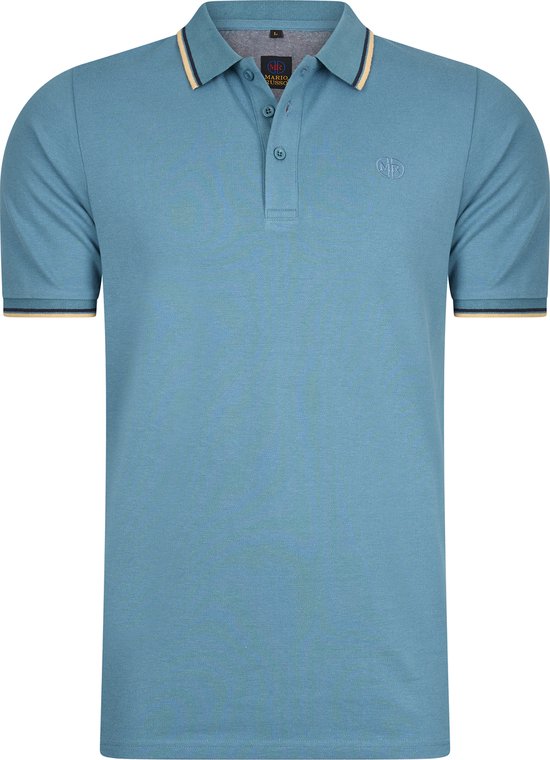 Mario Russo Polo Shirt Edward - Polo Shirt Herren - Polohemden Herren - Baumwolle - Mattblau