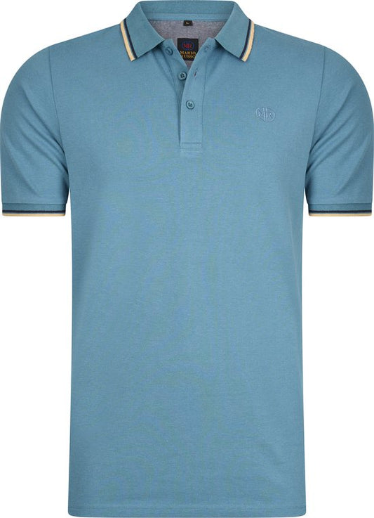 Mario Russo Polo Shirt Edward - Polo Shirt Herren - Polohemden Herren - Baumwolle - Mattblau