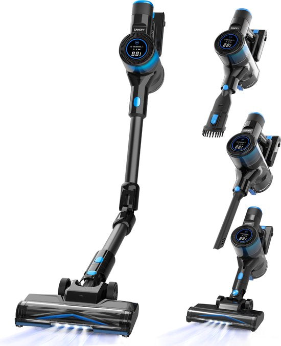 Sanovy Turbo Flex X28 Stick Staubsauger kabellos - Beutellos - Batteriebetrieben - 350W - 28Kpa - Mit Aufsätzen - Beutelloser kabelloser Staubsauger
