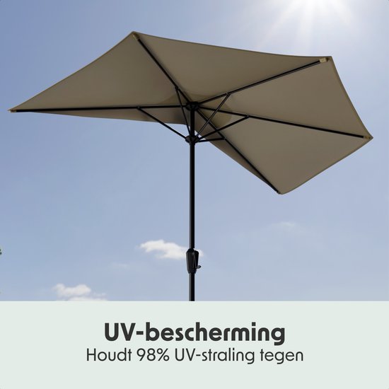 LifeGoods Balkon Sonnenschirm - Garten - 270x135 cm - Halbkreisförmiger Sonnenschirm - Wasserdicht - UPF50+ - Taupe
