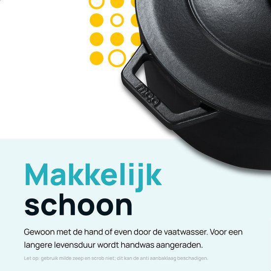 MOA Gusseisen-Kasserolle - 5,7L - Für alle Wärmequellen inkl. Induktion - Mit Deckel - Ø 26cm - Antihaftbeschichtung - Schwarz