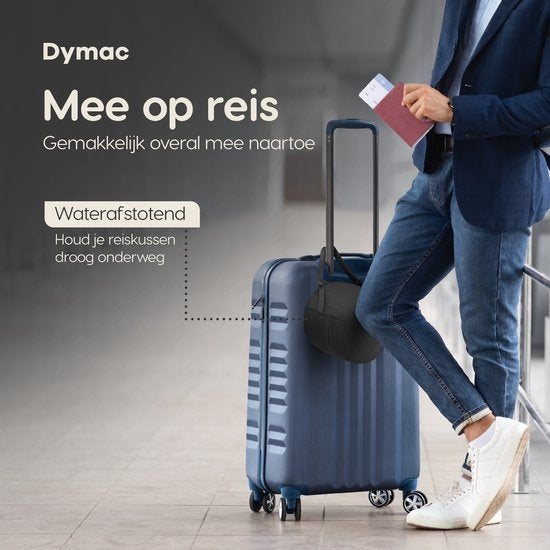 Dymac CloudRest Reisekissen - Nackenkissen - Nackenstütze - Memory Foam Reisekissen - Inklusive Augenmaske & Ohrstöpsel - Mit Reiseetui - Beige
