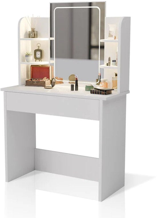 Frisiertisch Zoey - Inkl. LED-Spiegel - Weiß