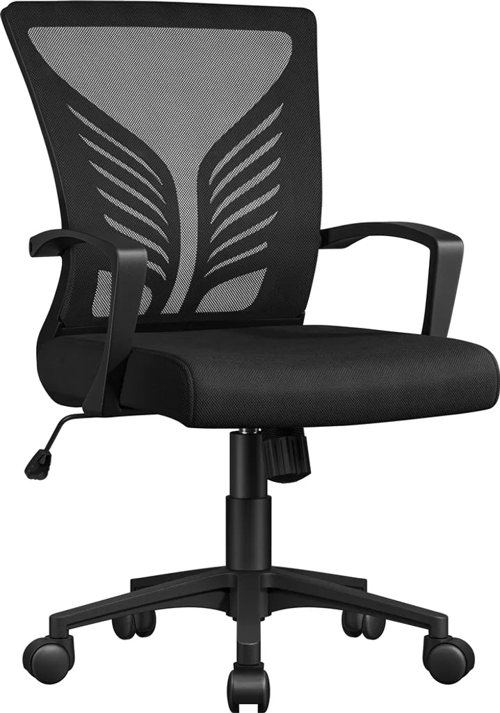 Yaheetech Bürostuhl - Ergonomisch - Mit Wippfunktion - Verstellbar - Drehbar - Schwarz