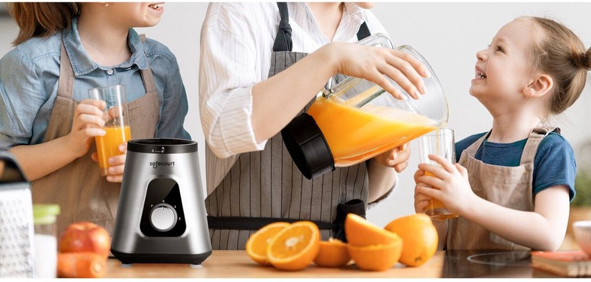 Safecourt Kitchen - Mixer - 1200W - mit To-Go-Becher - Edelstahl - Silber