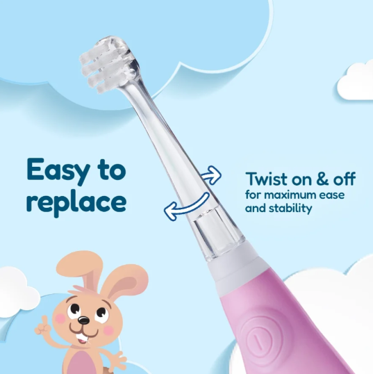 Brush-Baby BabySonic Aufsteckbürsten – 2 Stück – 0–18 Monate – Ersatz-Aufsteckbürsten mit LED
