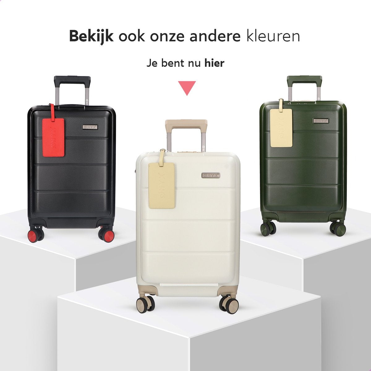 ONYX® - Handgepäck Koffer 35 L - Leise Spinner-Räder - Leichter Trolley - Doppeltes TSA-Schloss - Praktische Fronttasche - 55 cm - Beige