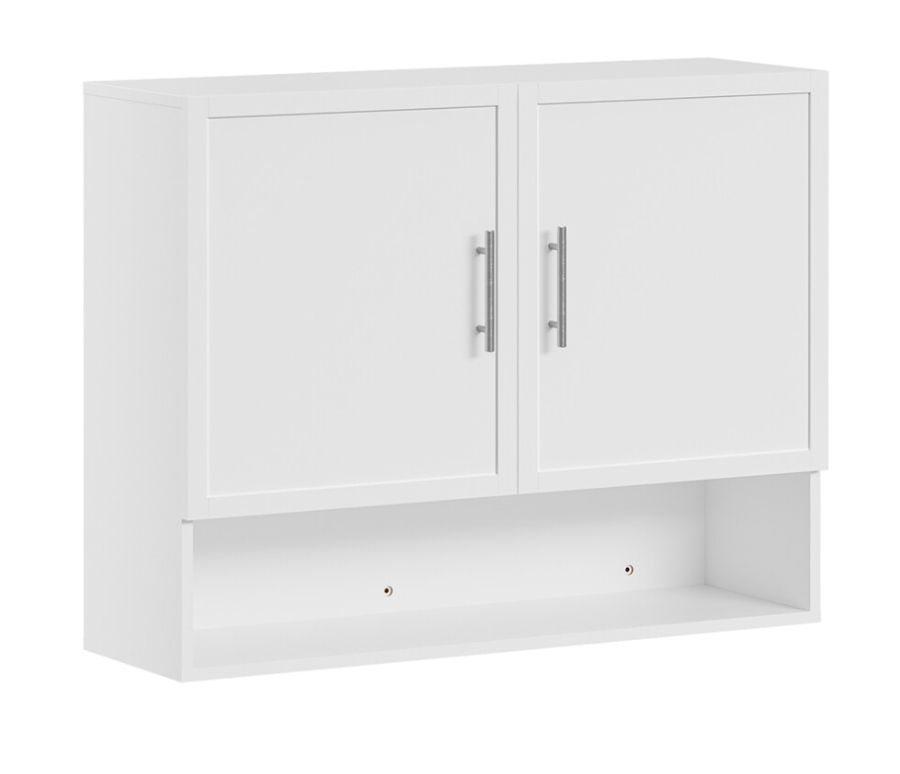 SoBuy Wandschrank 90 x 70 x 28,5 cm – Weiß – 2 Türen – Verstellbares Einlegeboden