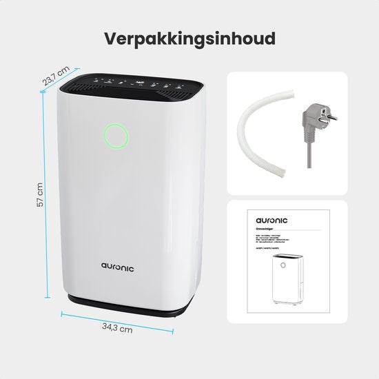 Auronic Luftentfeuchter - Compact Series - 20L pro Tag - Waschtrockenfunktion - Schlafzimmer, Badezimmer und Wohnzimmer - Weiß