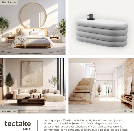 tectake® Polstersofa Altu mit Stauraum - stilvolles und praktisches Sofa für Wohnzimmer, Flur oder Schlafzimmer - Komfort und Funktionalität in einem Möbelstück - grau