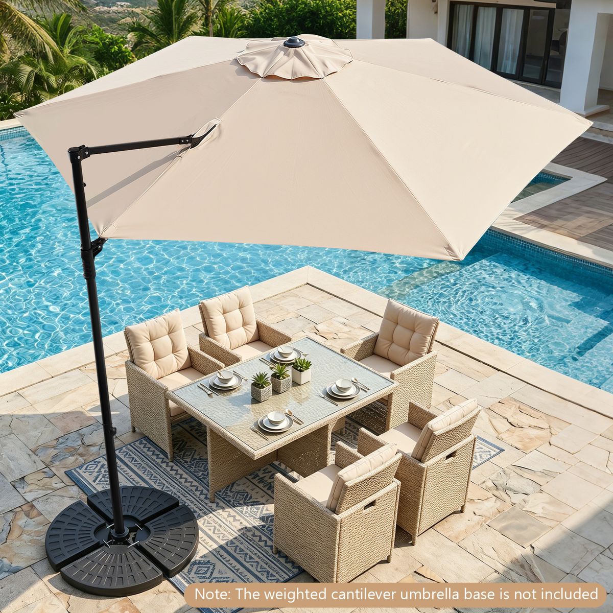 Coast Schwedischer Sonnenschirm – um 360° drehbar – doppeltes Dach – grau/beige – 290 cm