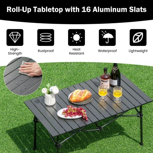 Coast Campingtisch Aluminium mit Tragetasche - 95 x 55 x 50 cm - Max. 60 kg - Schwarz