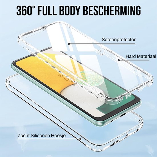 Podec 2-in-1-Hülle mit Displayschutzfolie, passend für das Samsung Galaxy A13 5G, transparente Handyhülle – stoßfeste Schutzhülle