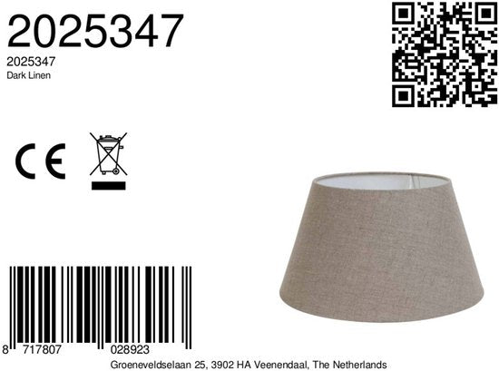 Licht & Wohnen - Lampenschirm DARK LINEN - 25x18x14cm - Grau