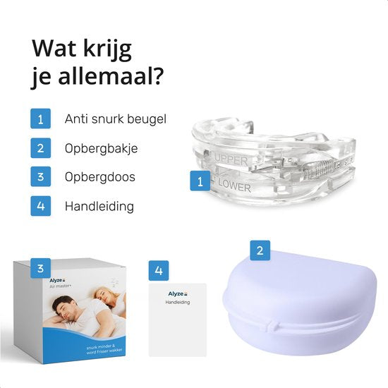 Airmaster Anti Snore Brace - Einstellbar - Schlafprodukte - Nasenspreizer - Gebissschutz - Schnarchen - Gebiss - Transparent BPA frei