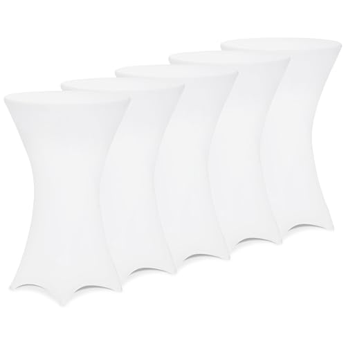 Detex Tischbezug für Cocktailtisch, elastisch – 5 Stück – Weiß