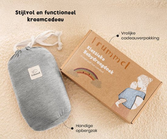 Frummel Baby Sling Grey - Baby Tragetuch - Babytrage - Gewebtes Tragetuch - Baby 0-36 Monate - Neugeborenes