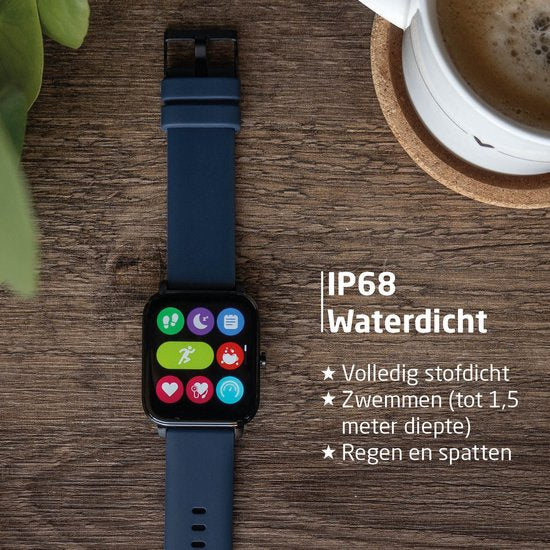 BREND Smartwatch für Frauen und Männer - Schrittzähler, Blutdruckmesser und Herzfrequenzmesser - Sportuhr - wasserdicht - blau