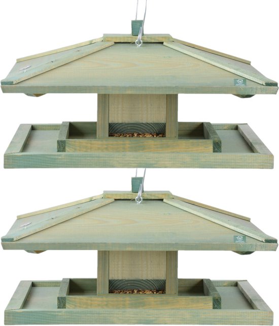 Esschert Design Vogelfutterhaus - Grün - 21 cm x 38,5 cm x 21 cm