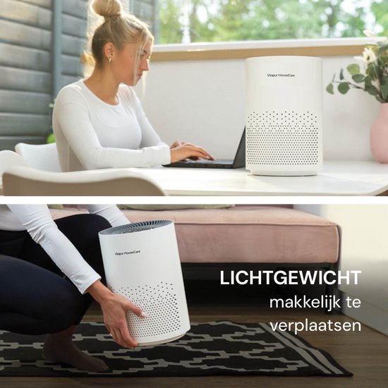 Vitapur Luftreiniger – Air purifier – Luftreiniger mit HEPA-Filter – Ionisator mit 360-Grad-Luftstrom – extrem leise mit Timer – weiß
