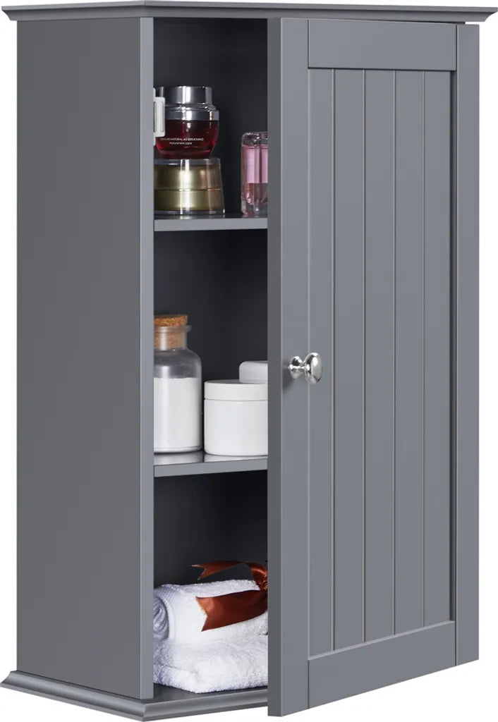 Yaheetech Badezimmerschrank 35 x 21 x 55 cm – Dunkelgrau – Wandschrank mit 3 Staufächern
