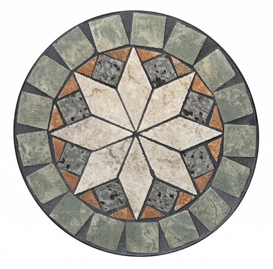 AXI Margot Mosaik-Gartenbank „Ster“ – Grau/Braun – Gartenbank aus Metall – 107 x 54 x 92 cm – Gartenbank für 2 Personen – Mosaik-Optik – Mit Keramikfliesen intarsiert – Für Garten, Terrasse und Balkon