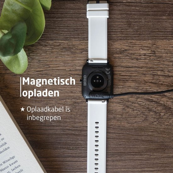 BREND Smartwatch für Frauen und Männer - Schrittzähler, Blutdruckmesser und Herzfrequenzmesser - Sportuhr - wasserdicht - weiß