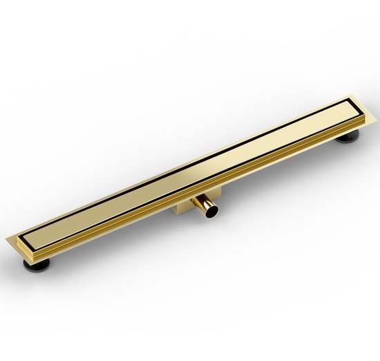 Duschrinne - 90cm - Gold - Fliesenrost - Edelstahl - Mit Flansch