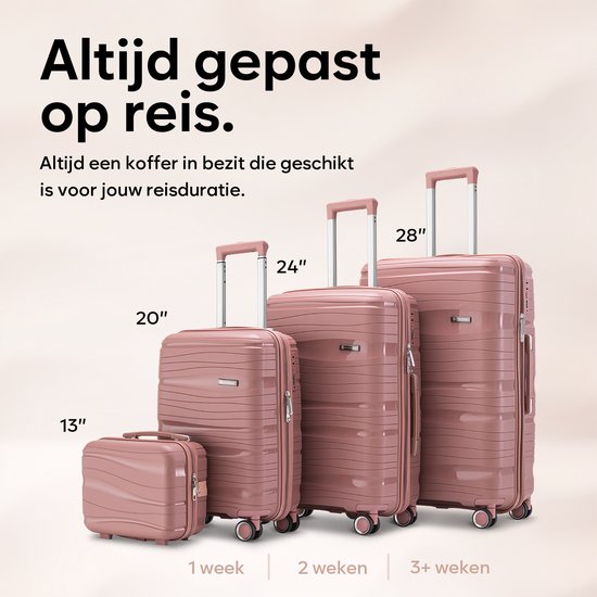 SKYCASES Travelin' Charm Handgepäck Koffer - 40L - Zahlenschloss - 35x21x54 cm - Leicht & Langlebig - Inklusive gratis Tasche - Pink V2