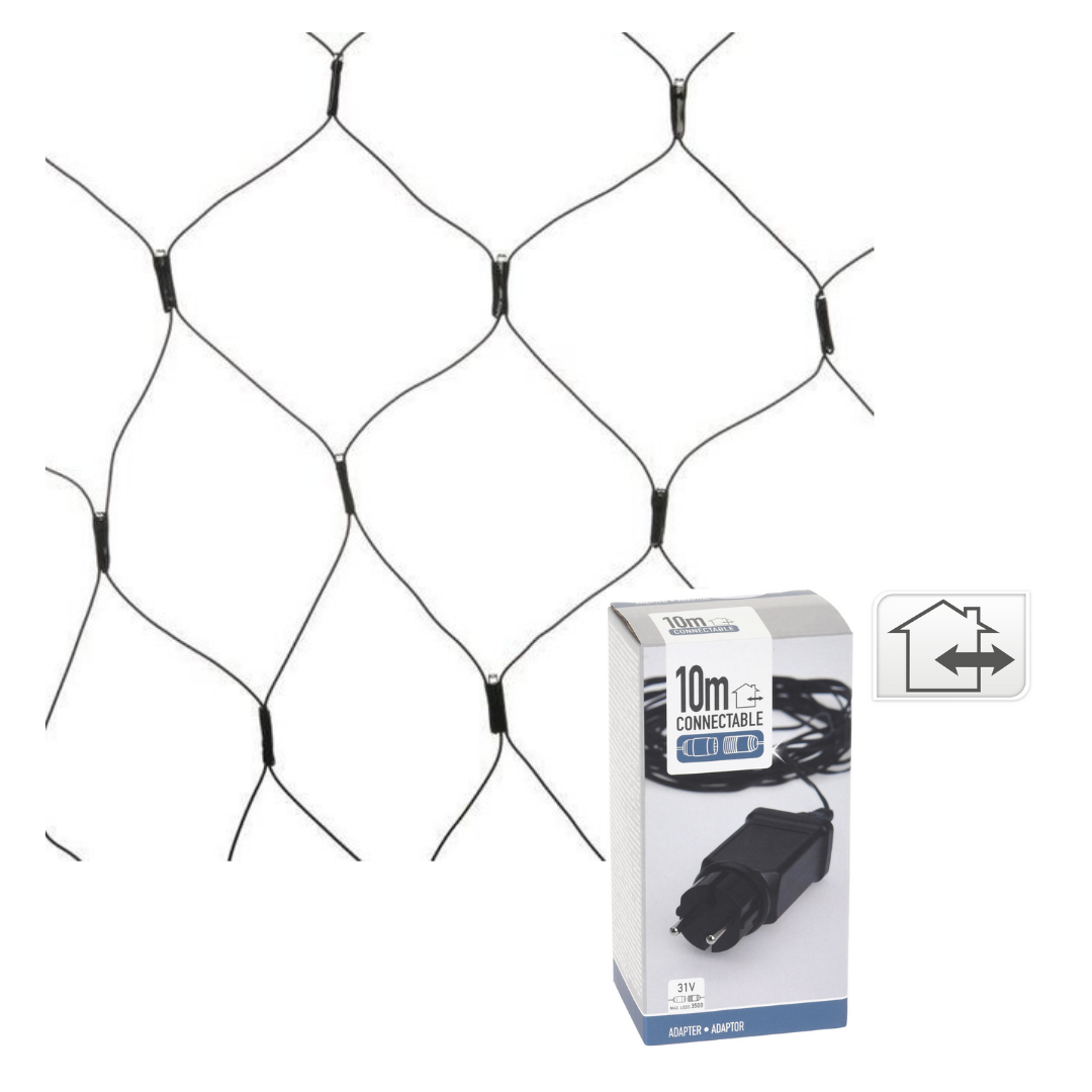 Nampook Netzbeleuchtung - Verkettbar - 160 LED - 2 Meter - Warmweiß + INCL. Adapter mit 10 Meter Kabellänge