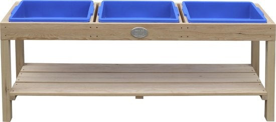 AXI Activity Table in Naturbraun mit 3 blauen Tabletts - Vielseitiger Kindertisch für verschiedene Aktivitäten