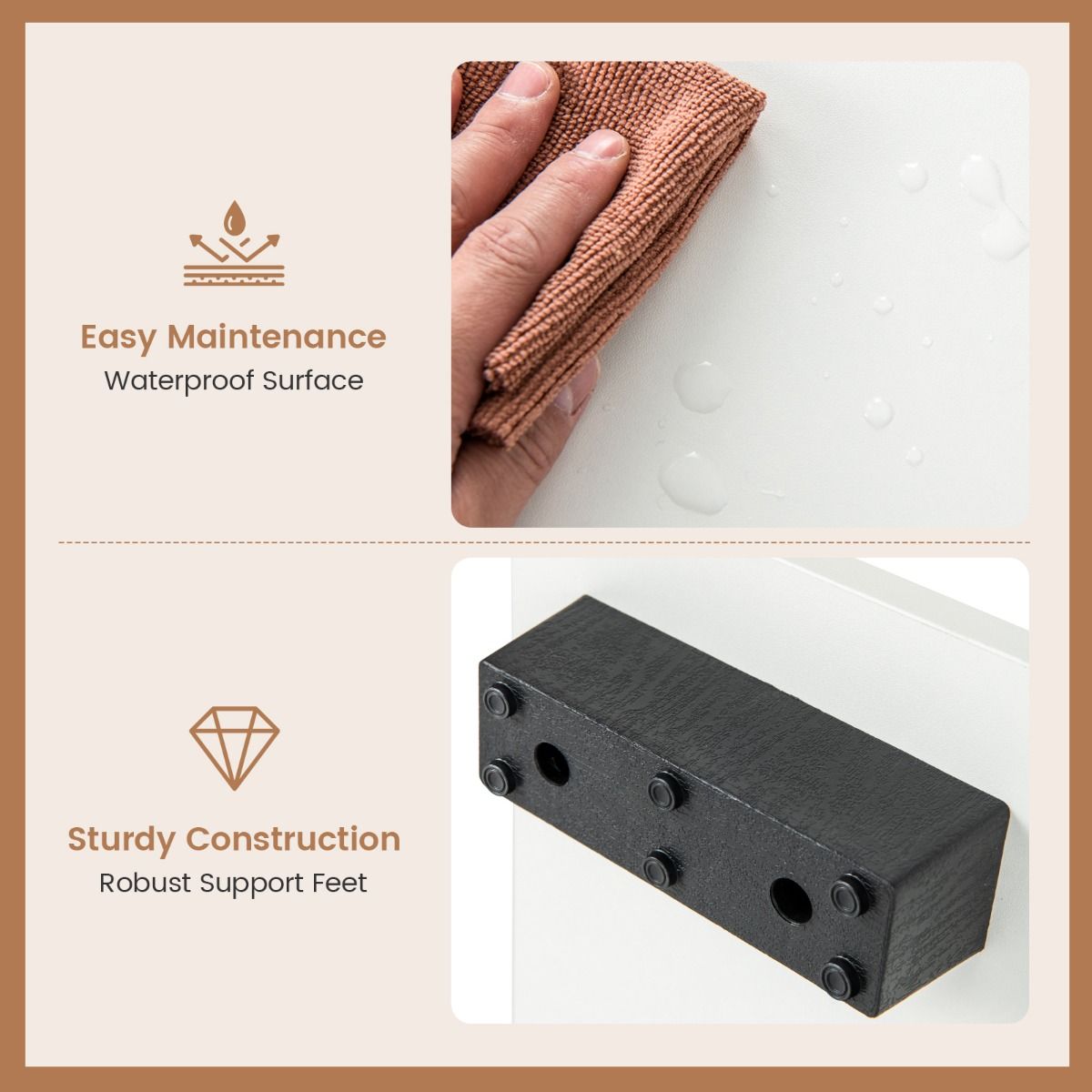 Coast Couchtisch mit Ablage 90x50x42 cm, Natur + Rustikales Weiß, Geometrisches Design mit 3 Ebenen und zentralem L-Regal