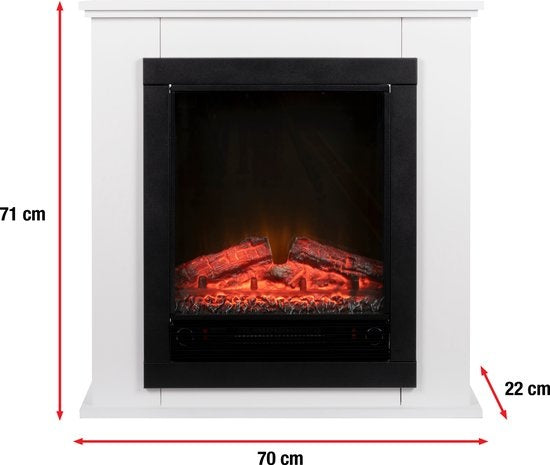 Classic Fire Elektrischer Atmosphärenkamin Lugano - Kamin mit Feuerstelle - LED Flammen - 1800W - Weiß