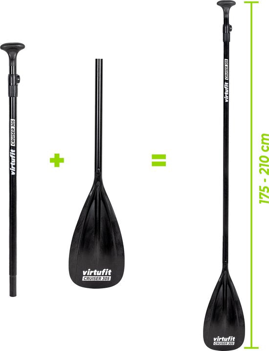 VirtuFit Supboard Cruiser 305 - Blau - Stand Up Paddle Board - Supboard Inflatable - Für Anfänger und Fortgeschrittene - Mit Kajaksitz, Zubehör und Tragetasche - Rutschfeste Oberfläche - Verstellbares Paddel - Max. 180 kg