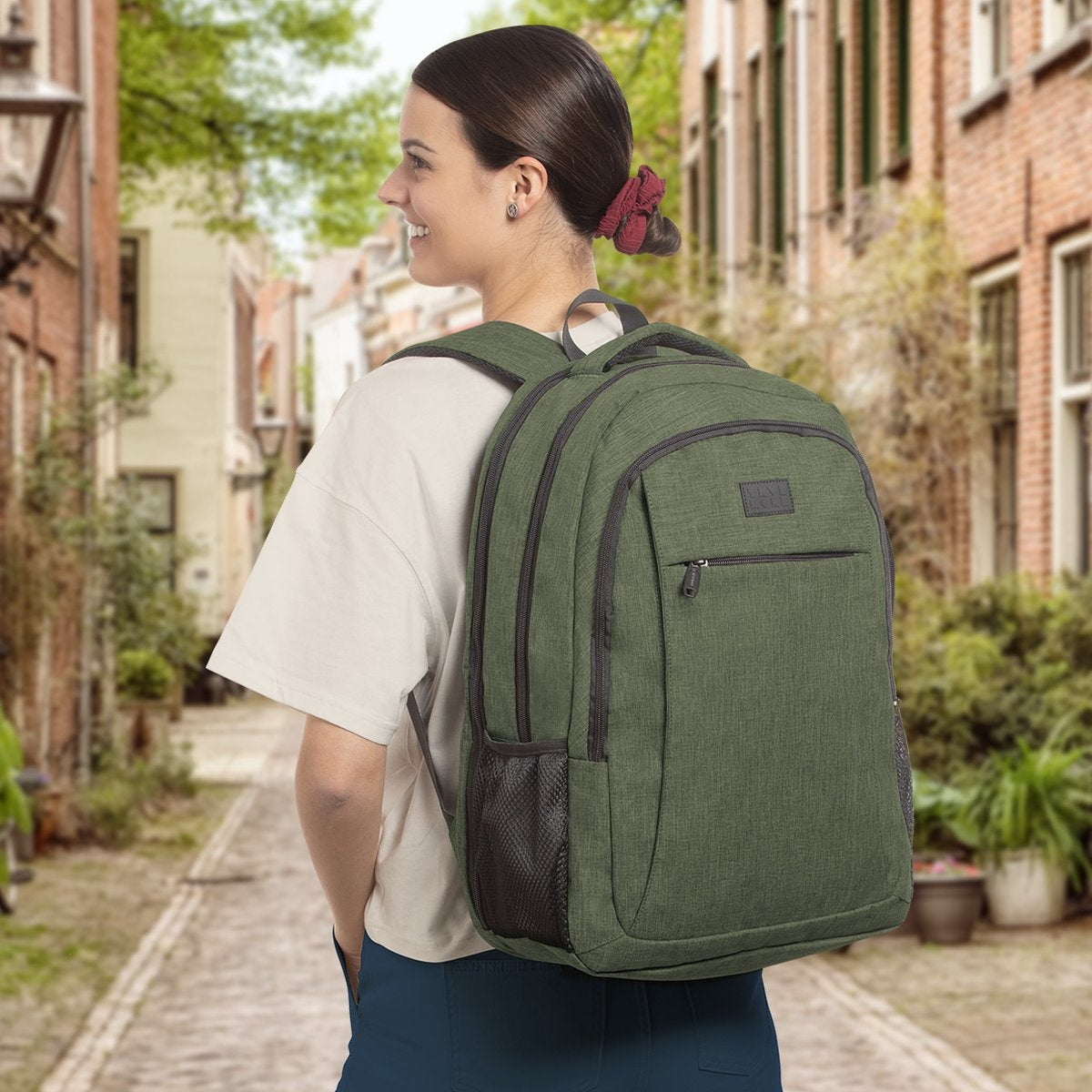 TRVLMORE Rucksack - 36L - 17.3 Zoll - Laptop-Rucksack - Schultasche - Unisex - Spritzwassergeschützt Grün