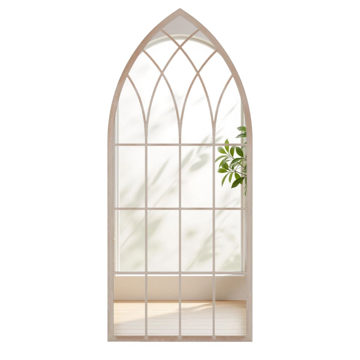 Coast Fensterrahmen-Spiegel – gebogener Wandspiegel – Metallrahmen – rustikales Grau – 115 x 50 cm