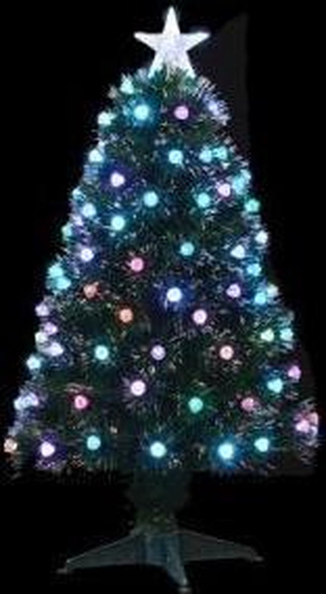 Luca Lighting Genova Weihnachtsbaum Faseroptik - grün mehrfarbig, 95 LED, H 90 × Ø 40 cm, schnell blinkend
