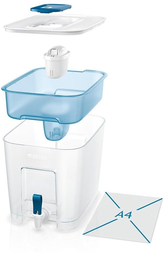 BRITA – Wasserfilterkanne – Flow Cool – Wasserfilter – Wasserspender – 8,2 l – Blau – inkl. 1 MAXTRA PRO ALL-IN-1-Filterkartusche