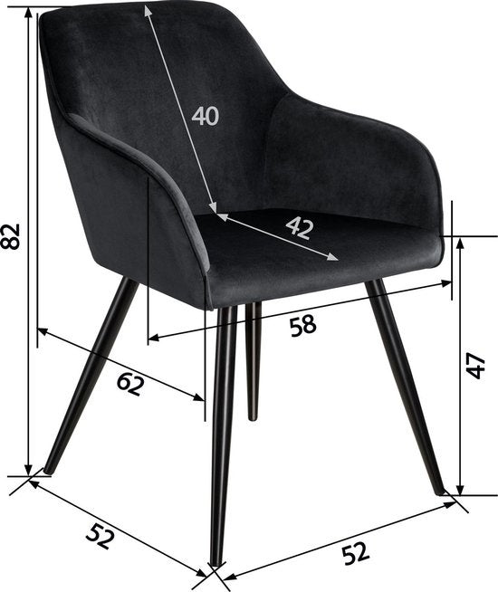 tectake - Stuhl - Esszimmerstuhl - Marilyn Samtoptik schwarz - 403663