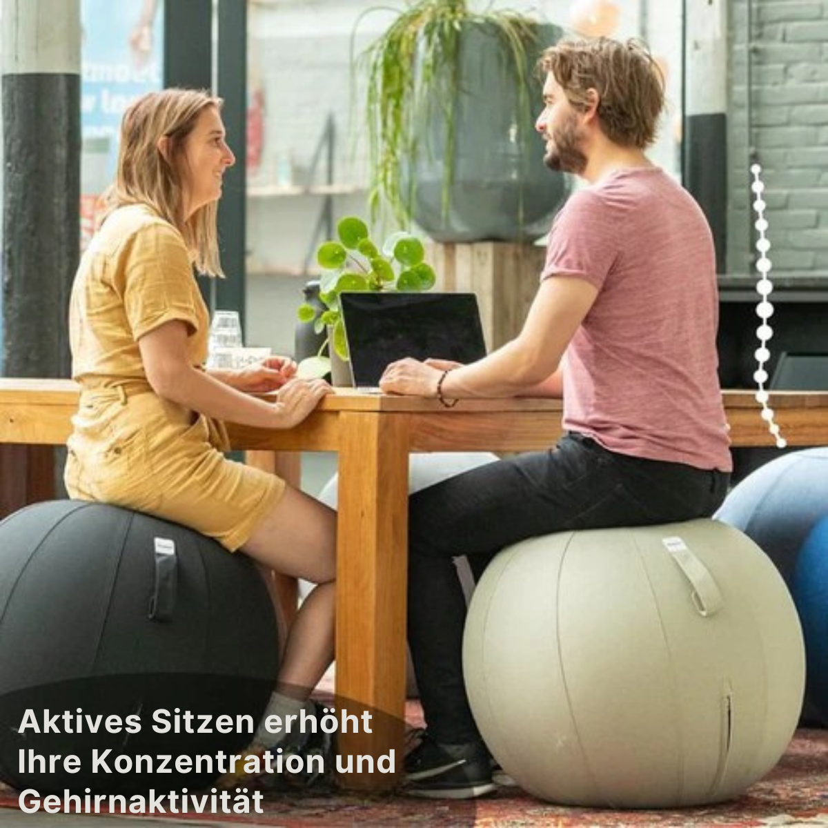 Backerz® - Sitzball Büro und Zuhause 65 CM - Luxus-Yoga-Ball - Sitzball mit Hülse - Ergonomischer Bürostuhl-Ball - Leinen Dunkelgrau