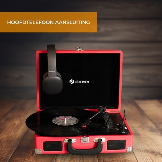 Denver Plattenspieler - Integrierte Lautsprecher - Inkl. PC-Software - Autostopp - Retro - VPL120 - Rot