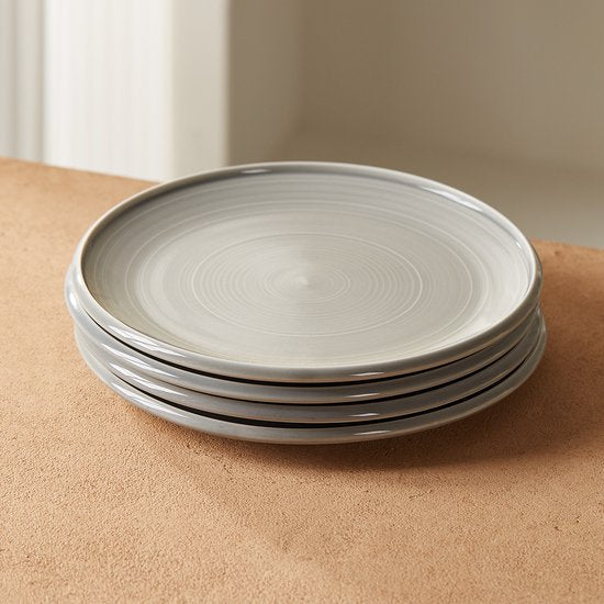 4er-Set Essteller (Ø 21,8 cm / 8,5 Zoll), Tellerset, Frühstücksteller, Dessertteller, Geschirrset für 4 Personen, Geeignet für Restaurants, Gastronomie, Feiern, Familienfeste, Bankette und Picknicks, mikrowellen- und spülmaschinenfest, Keramik