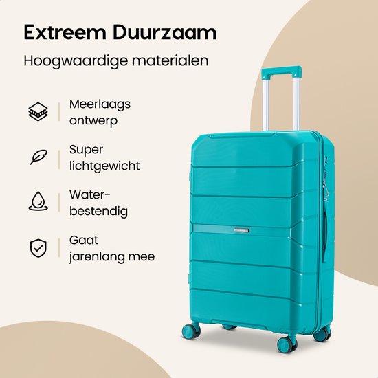 SKYCASES Urban Adventurer - Großer Reisekoffer - Zahlenschloss - 49x30x75cm - 110L - Reisekoffer mit Kofferschloss - Spinner-Räder - Grün